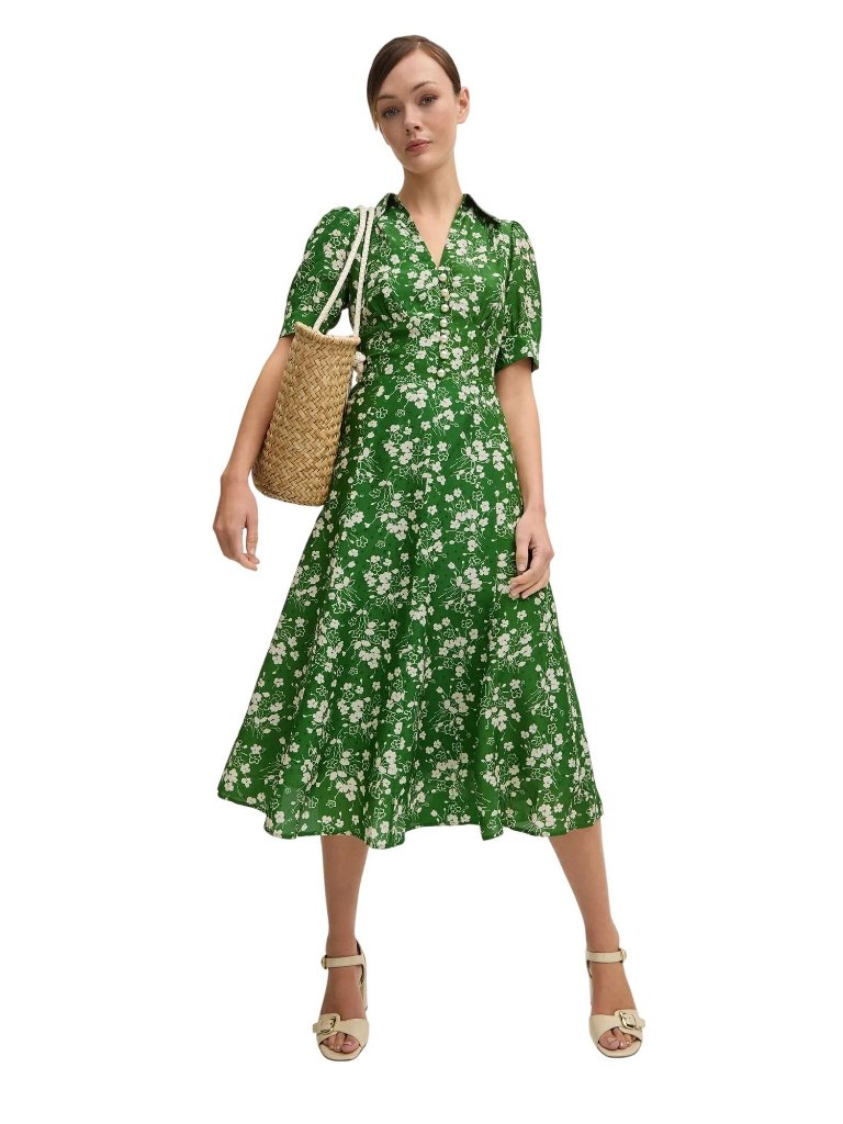 L.K. Bennett Sophie Wildflower Dress In Green 14 Womens Floral Midi